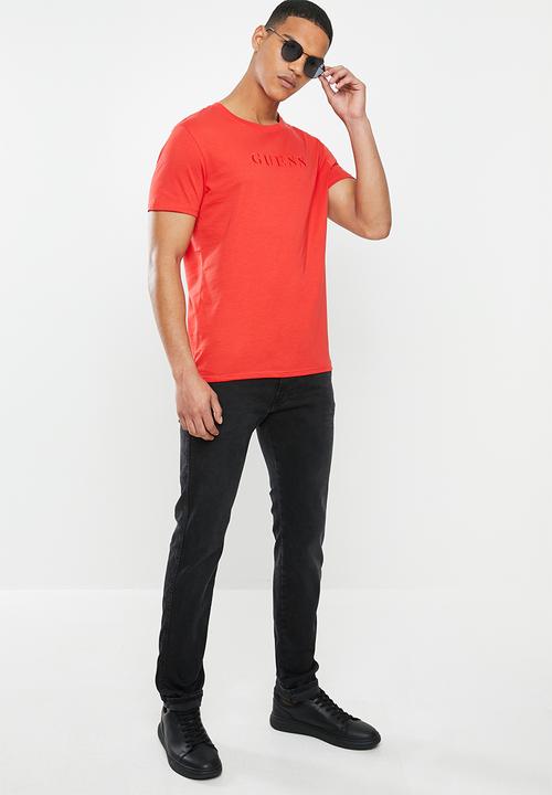 GUESS - Pima emb short sleeve tee - red