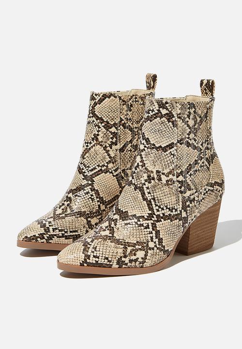 Cotton On - Jolene gusset boot - cream & black 