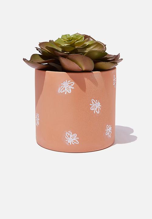 Typo - Small shaped planter - rust & white 