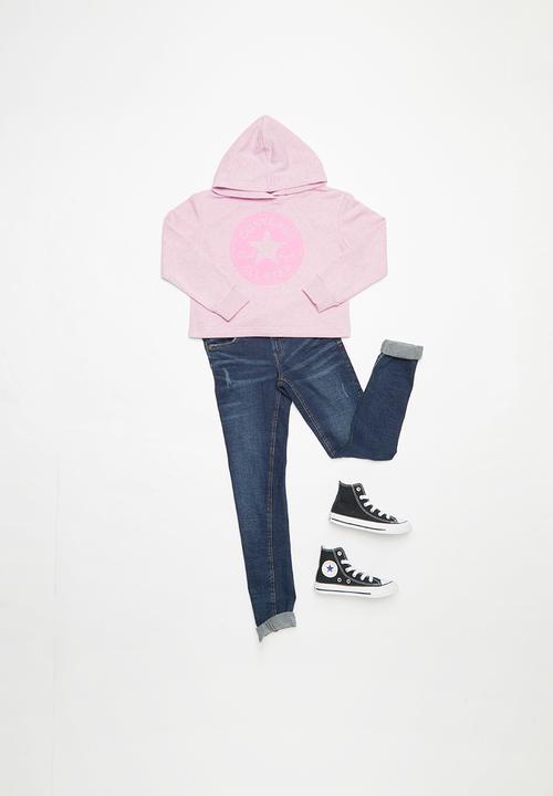 Converse - Converse girls overdye chuck patch hoody - pink