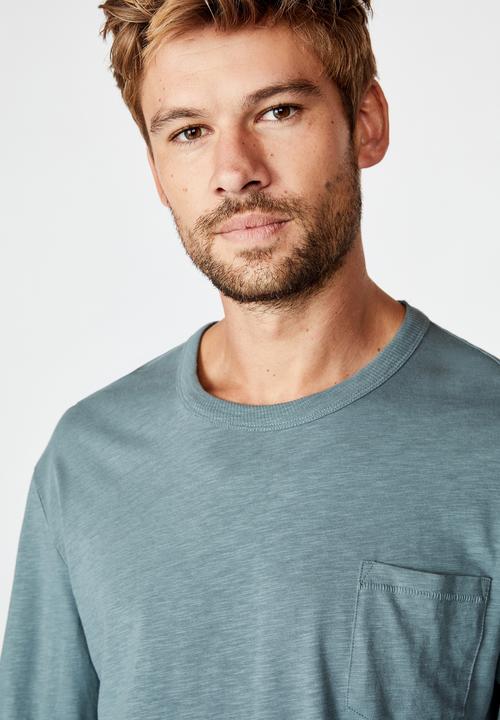 Cotton On - Otis long sleeve tee - smokey teal