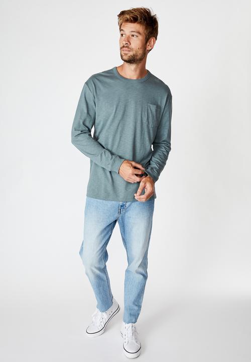 Cotton On - Otis long sleeve tee - smokey teal