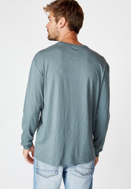 Cotton On - Otis long sleeve tee - smokey teal
