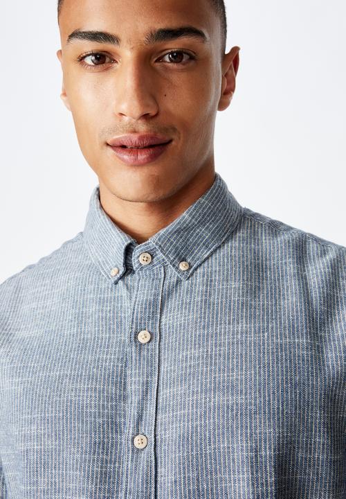 Cotton On - Textured long sleeve shirt - indigo 