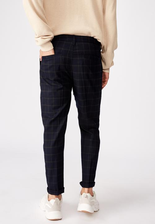 Cotton On - Oxford trouser - navy & green 