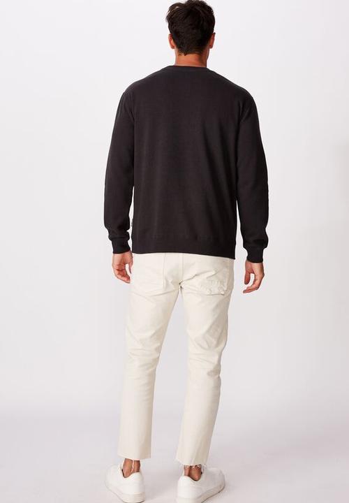 Cotton On - Coke chest collab crew fleece - washed black