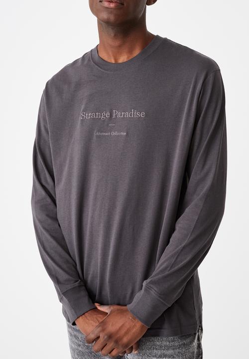 Cotton On - Abstract collective emb Tbar long sleeve - faded slate
