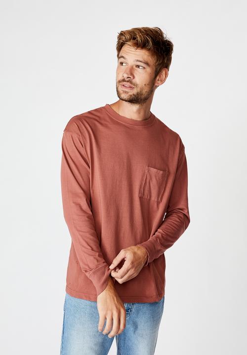 Cotton On - Acid long sleeve tee  - ox blood acid