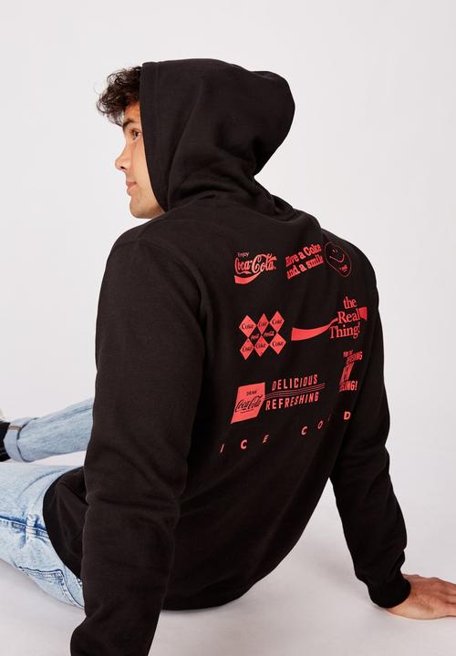 Cotton On - Mixed Coke icon collab fleece pullover -  black