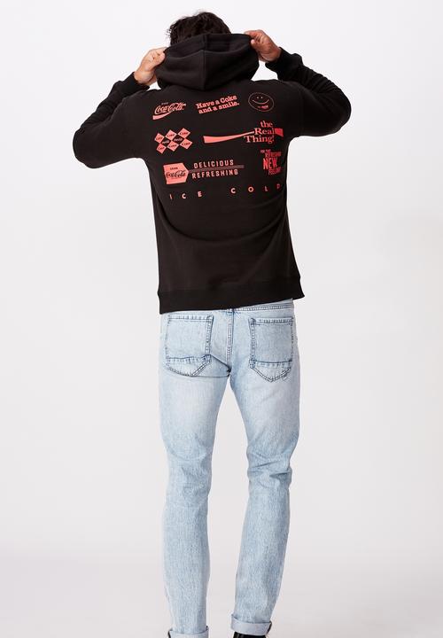 Cotton On - Mixed Coke icon collab fleece pullover -  black
