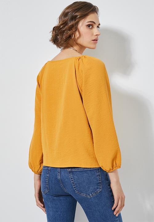 Superbalist - V-neck button down blouse - mustard