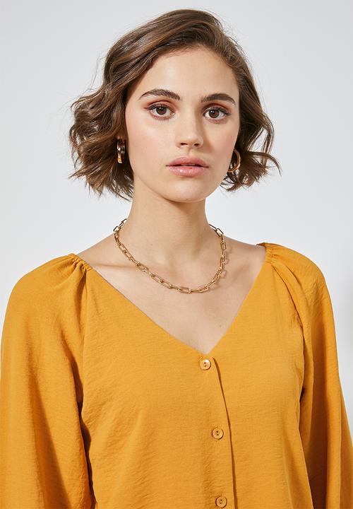 Superbalist - V-neck button down blouse - mustard