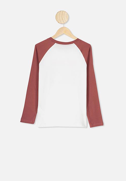 Free by Cotton On - Raglan long sleeve tee  - white & red