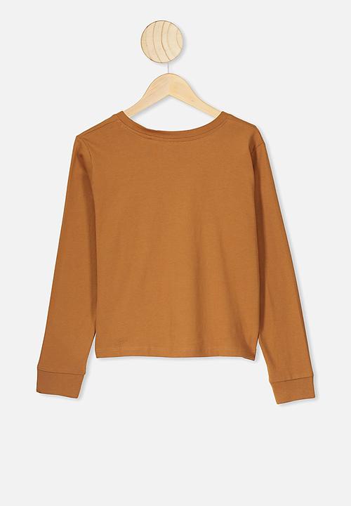 Free by Cotton On - Girls long sleeve tee - brown 