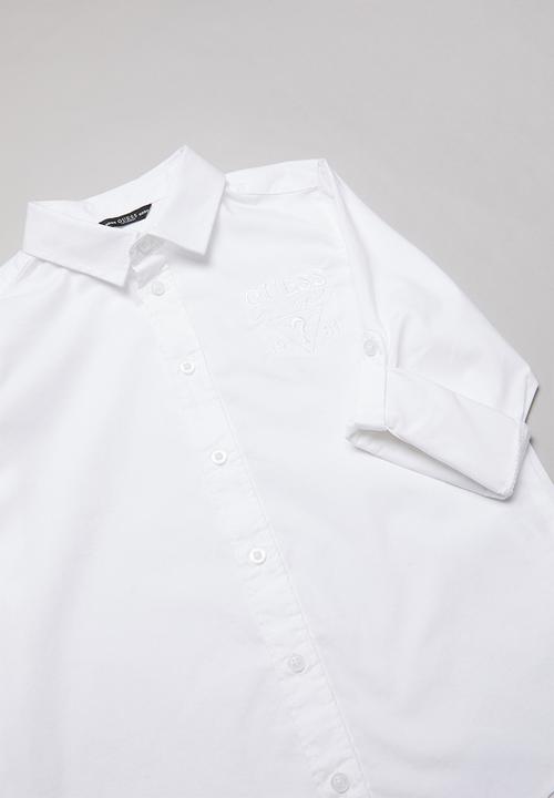 GUESS - Long sleeve Guess tab core shirt - white