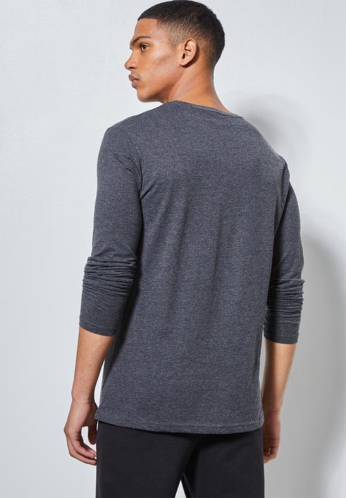 Superbalist - Nate plain long sleeve crew neck tee - grey1