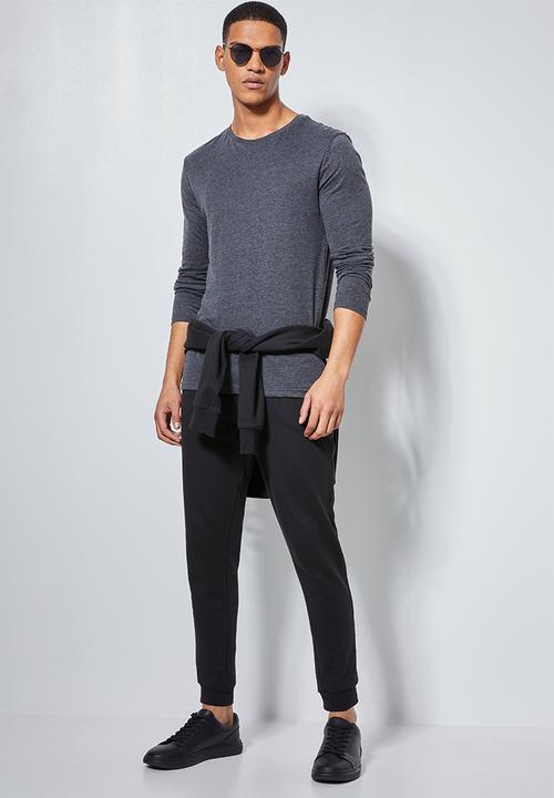 Superbalist - Nate plain long sleeve crew neck tee - grey1