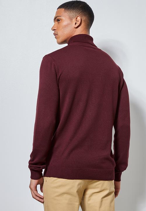 Superbalist - Premium slim fit roll neck knit - burgundy