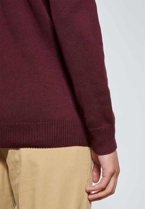 Superbalist - Premium slim fit roll neck knit - burgundy