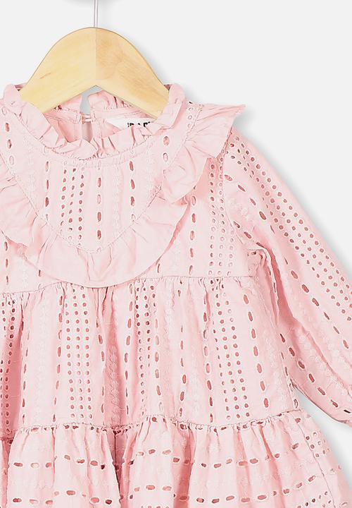Cotton On - Lara flutter long sleeve dress - pink