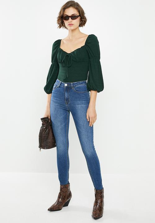 Glamorous - V-neck blouse bodysuit - dark green
