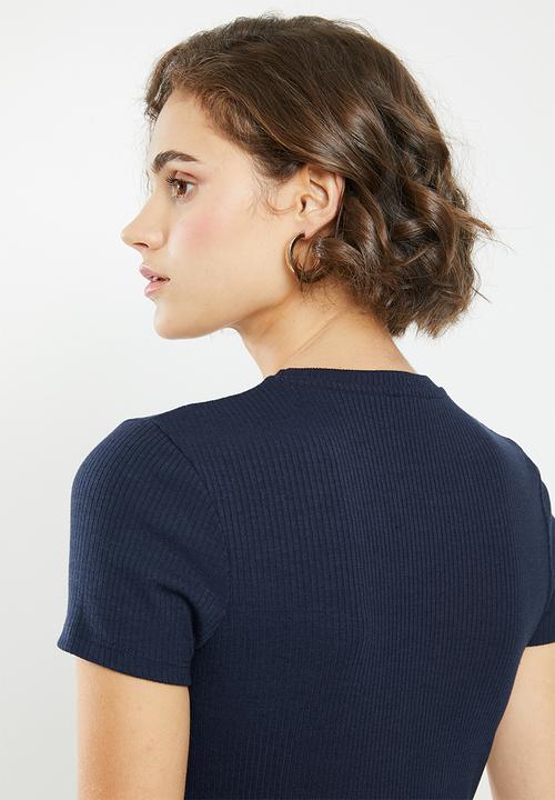 Cotton On - Essential short sleeve bodycon midi dress - navy
