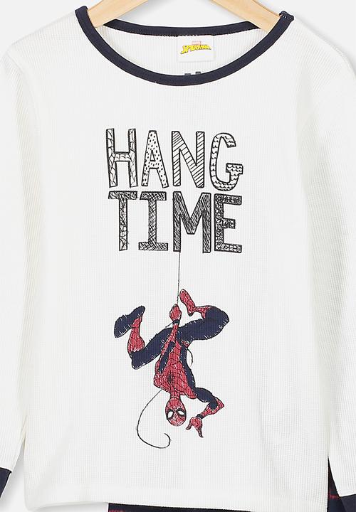 Cotton On - Noah long sleeve pj set - white & black 