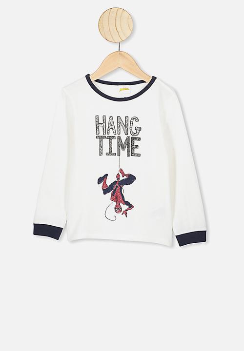 Cotton On - Noah long sleeve pj set - white & black 