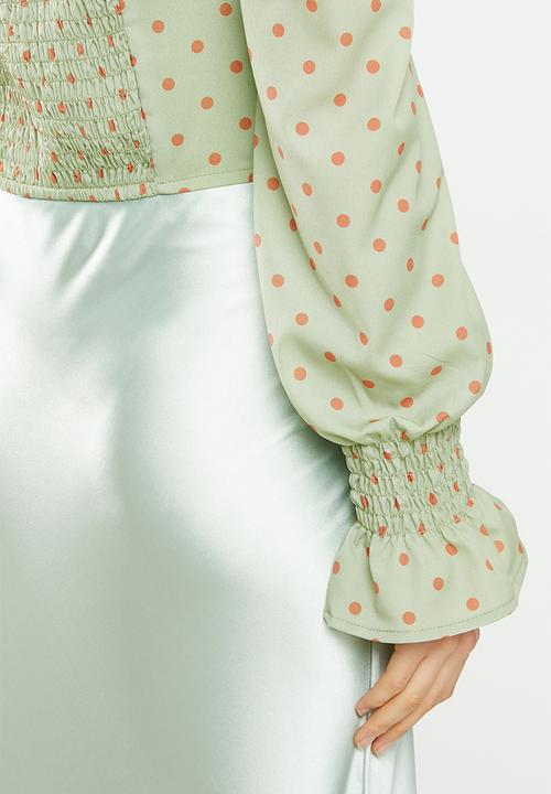 Glamorous - Puff sleeve blouse - green & orange 