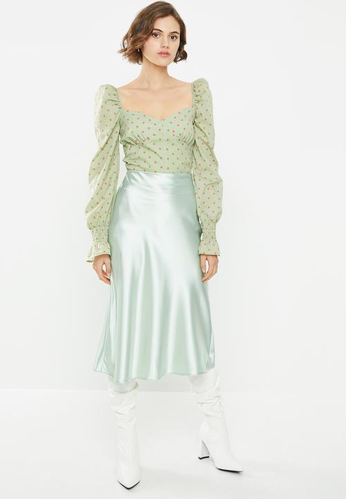 Glamorous - Puff sleeve blouse - green & orange 