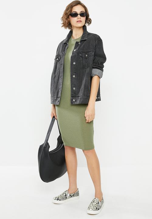 Cotton On - Essential short sleeve bodycon midi dress - khaki