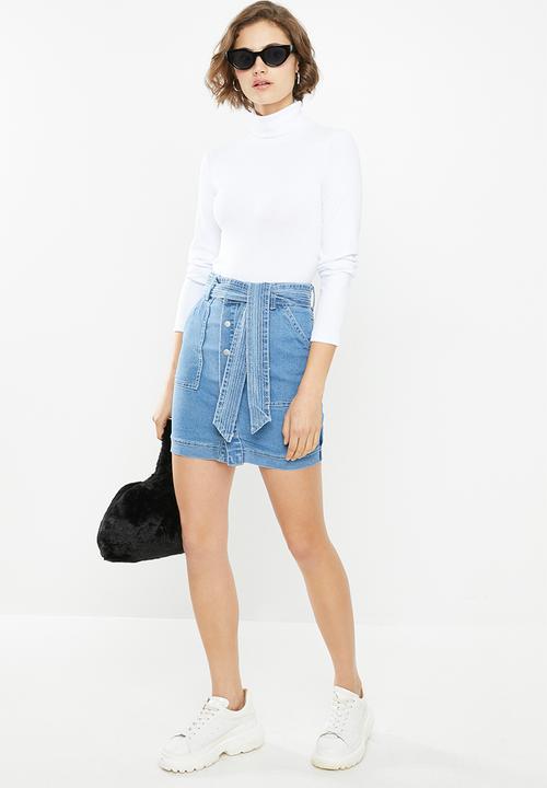 Glamorous - Button through denim skirt - blue