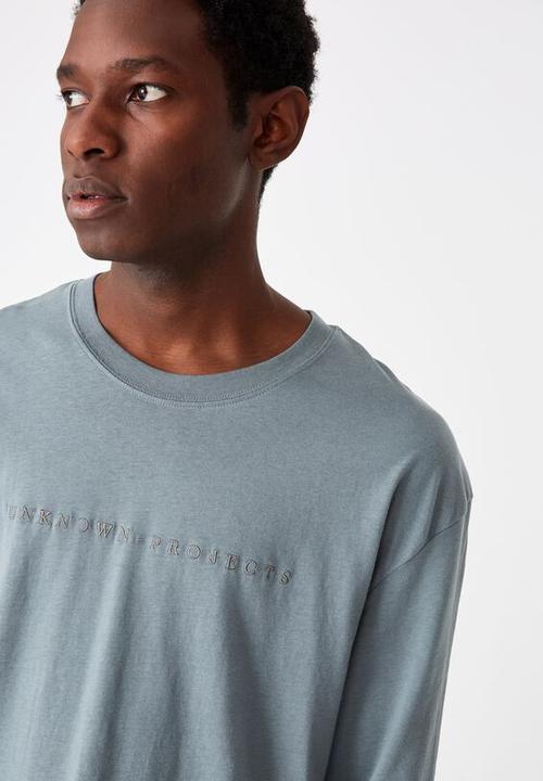 Cotton On - Unknown projects emb Tbar long sleeve - smokey teal