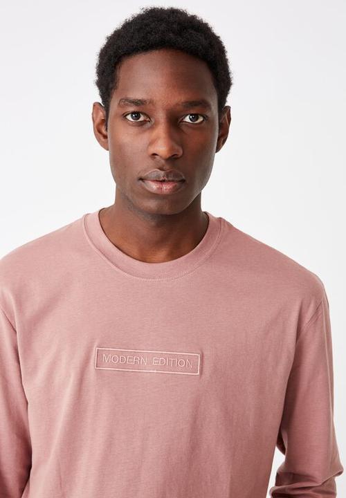 Cotton On - Modern edition emb Tbar long sleeve - dirty burgundy