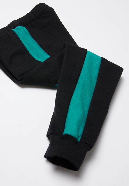 Pop Candy - Colour block trackpants - black & blue