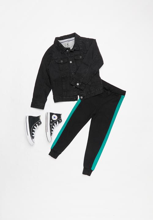 Pop Candy - Colour block trackpants - black & blue