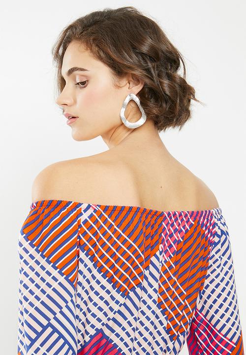 Jacqueline de Yong - Star off shoulder dress - multi