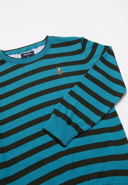 POLO - Boys Thyson striped crew neck pullover - teal
