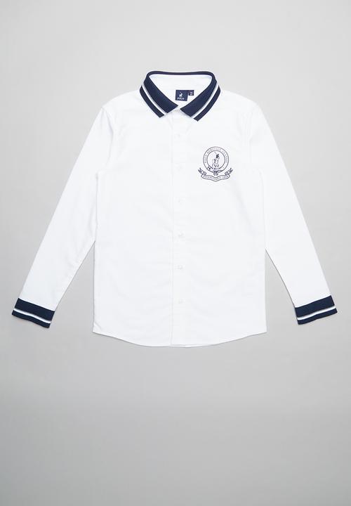 boys long sleeve white polo