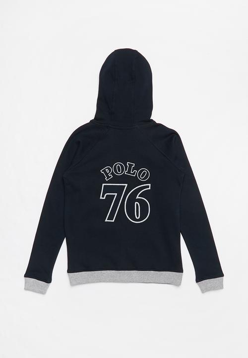 POLO - Boys Damian zip thru colour blocked hoodie - navy & grey 