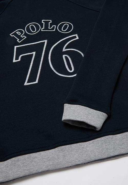 POLO - Boys Damian zip thru colour blocked hoodie - navy & grey 