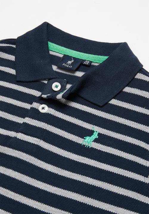 POLO - Boys Justin striped golfer - navy & grey 