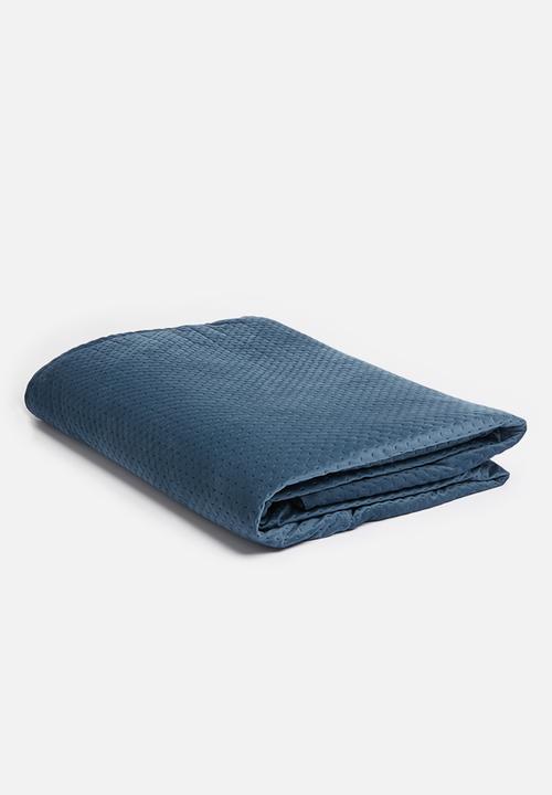 Sixth Floor - Velvet bed quilt - teal blue
