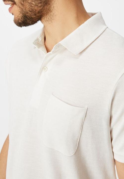 Cotton On - Brunswick slub polo - white texture