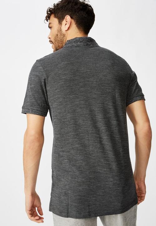 Cotton On - Brunswick slub polo - charcoal texture