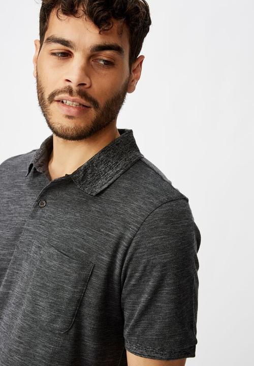 Cotton On - Brunswick slub polo - charcoal texture