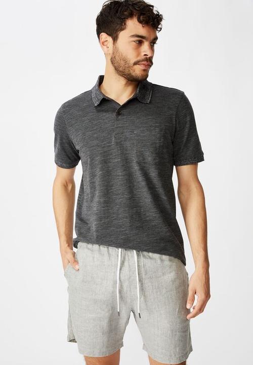 Cotton On - Brunswick slub polo - charcoal texture