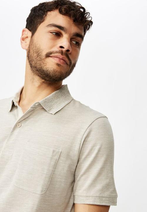 Cotton On - Brunswick slub polo - oatmeal texture