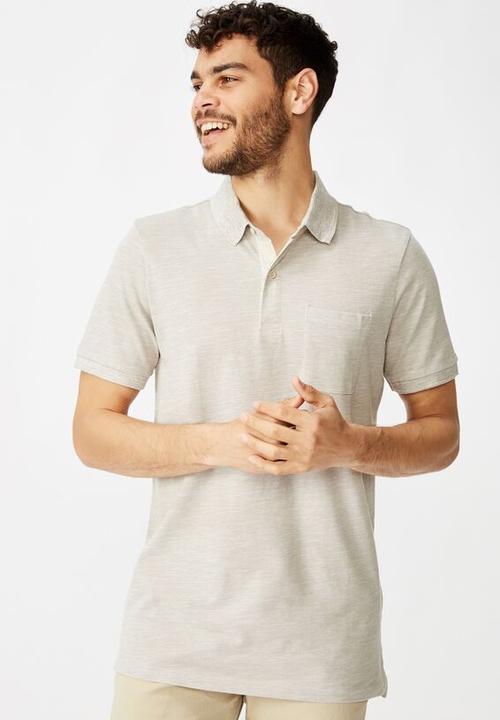 Cotton On - Brunswick slub polo - oatmeal texture