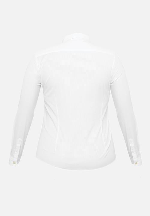 POLO - Plus size laura dobby shirt - white